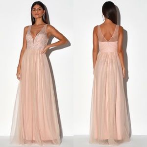 Lulus Always Enchanted Blush Beaded Sleeveless Maxi Dress